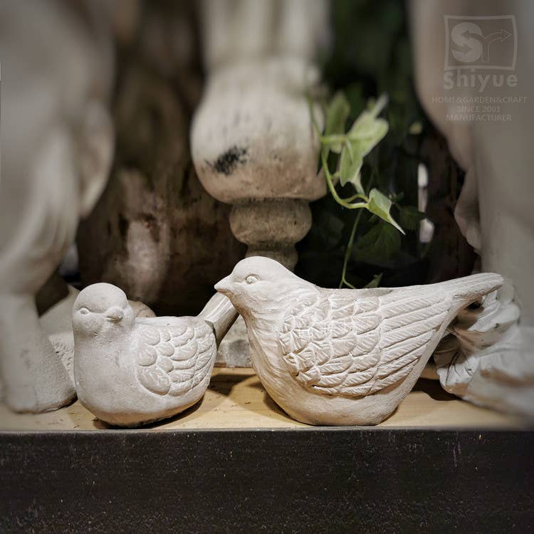 CEMENT BIRD CANDLE HOLDER - SMALL