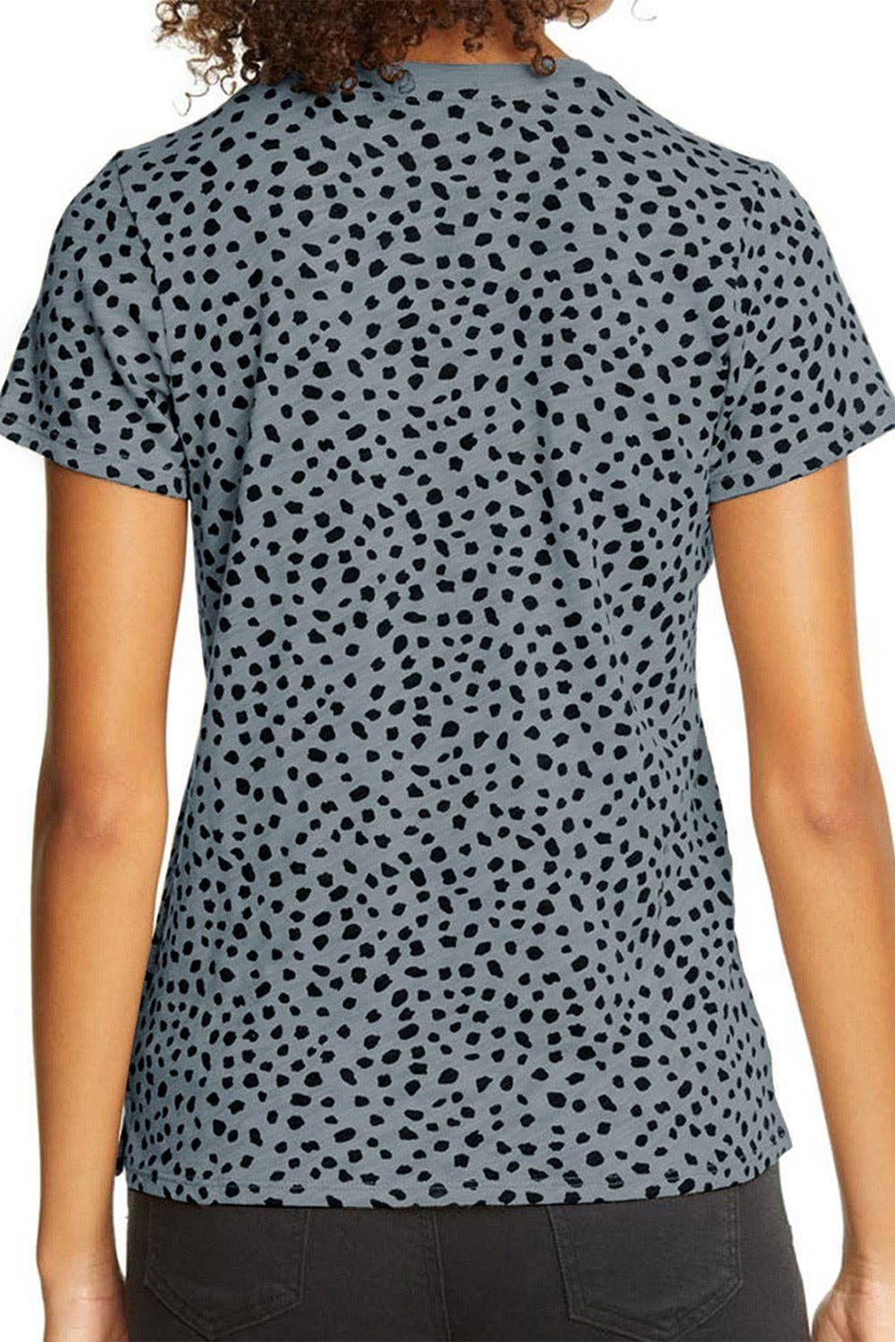 Leopard Print Short Sleeve Spotted Tee T Shirt Top: L / Apricot