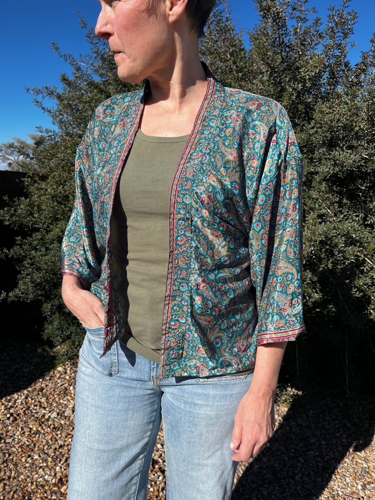 Silk Kimono Jacket | 100% Silk One Size New Prints: 16