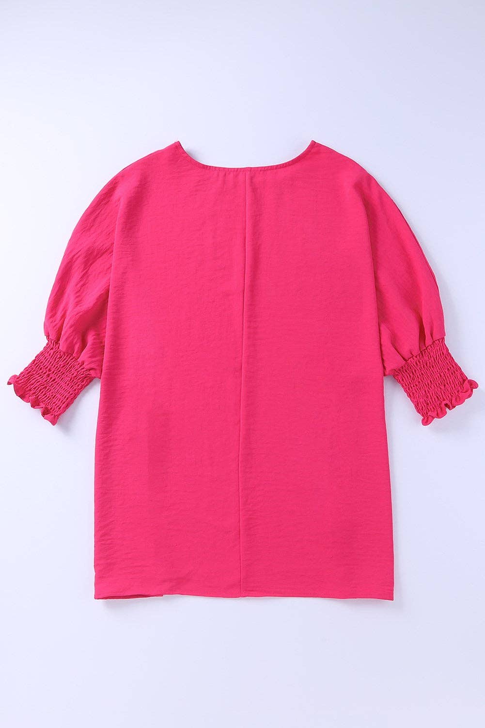 Relaxed Smocked Sleeve Top: Rose Dark Pink / L