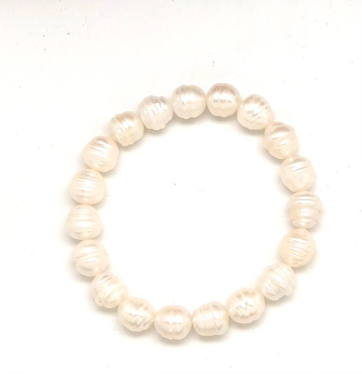 Bracelet Stretch Freshwater Pearl Ridged 8mm 7”