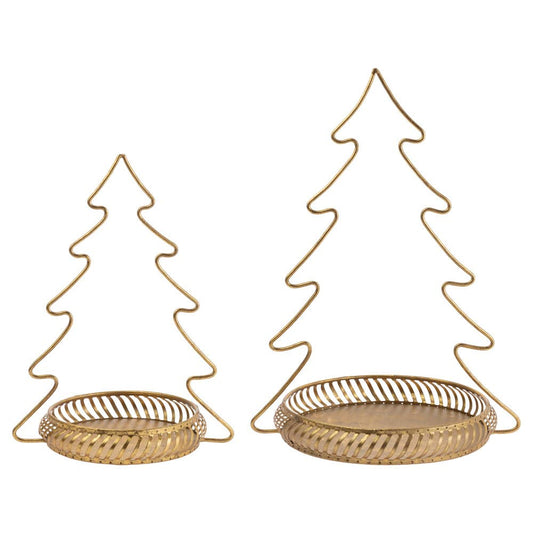 Gold Metal Tree Trays Set of 2 Christmas Décor