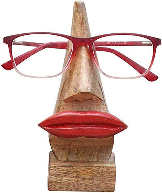 Wooden Eyeglass Holder, Handmade, Nose Shaped Lips Gift