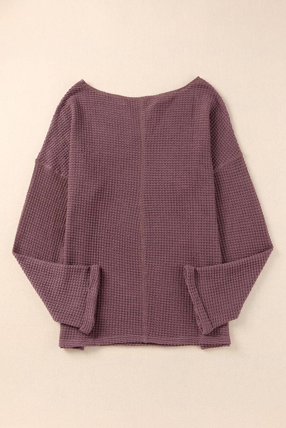 Waffle Wide Long Sleeve Top: Purple / S