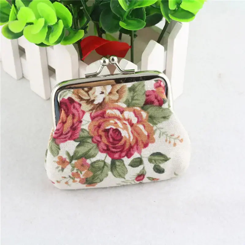 Floral Coin Purse, Cute Small Storage Purse Coins trinkets: Black