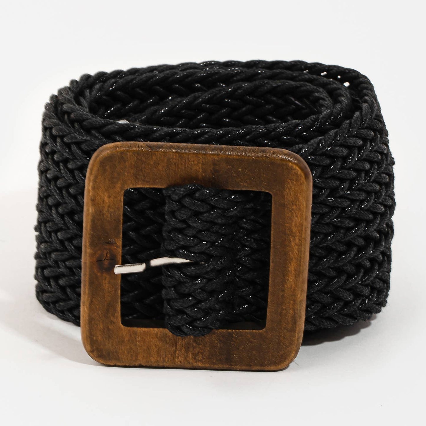 Wooden Square Buckle Braided Belt: IV