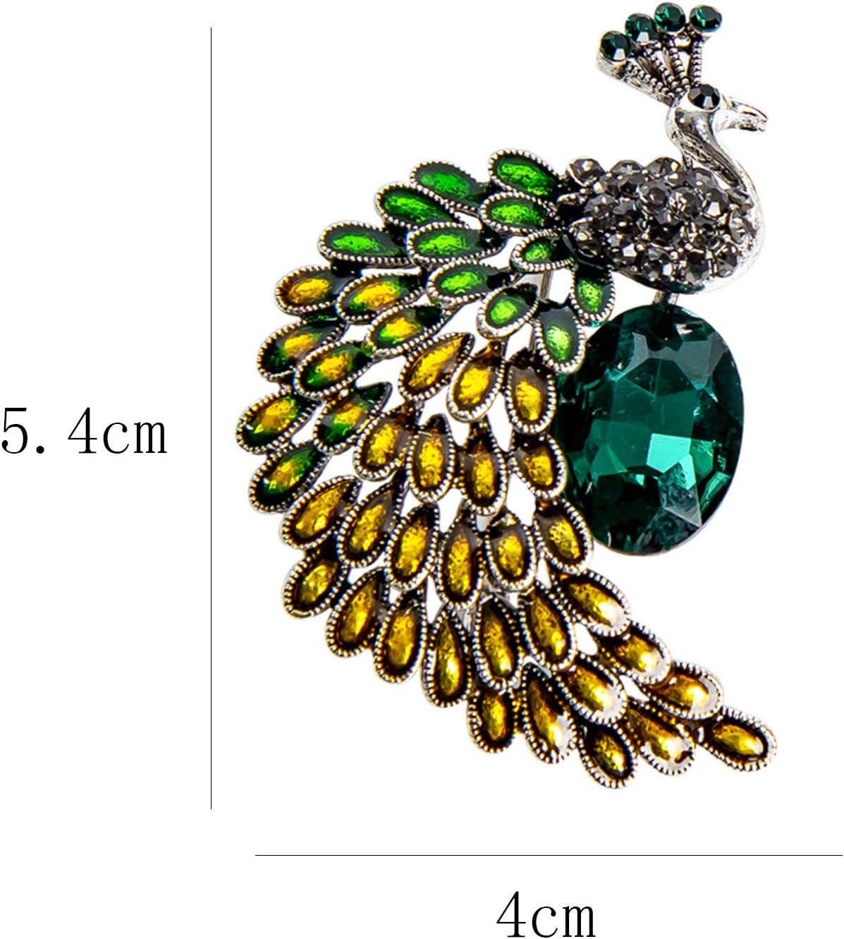 Elegant Crystal Peacock Brooch – Green & Gold Statement Pin