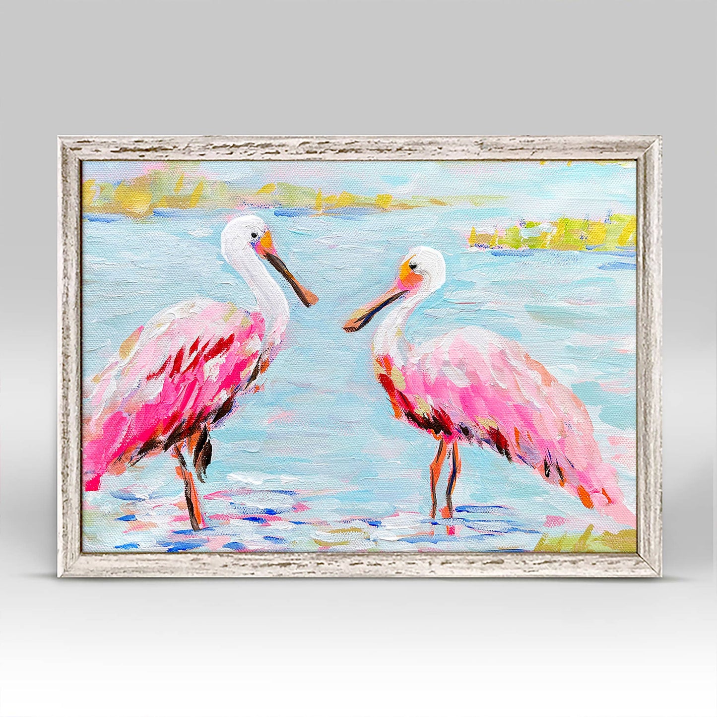 Two Rosette Spoonbills Mini Framed Canvas