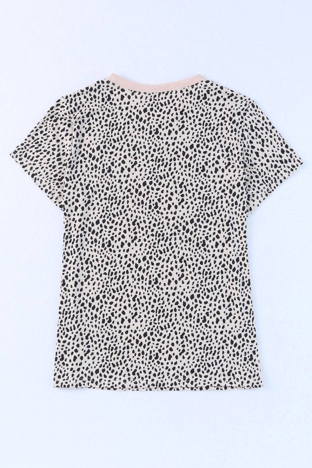 Leopard Print Short Sleeve Spotted Tee T Shirt Top: L / Apricot