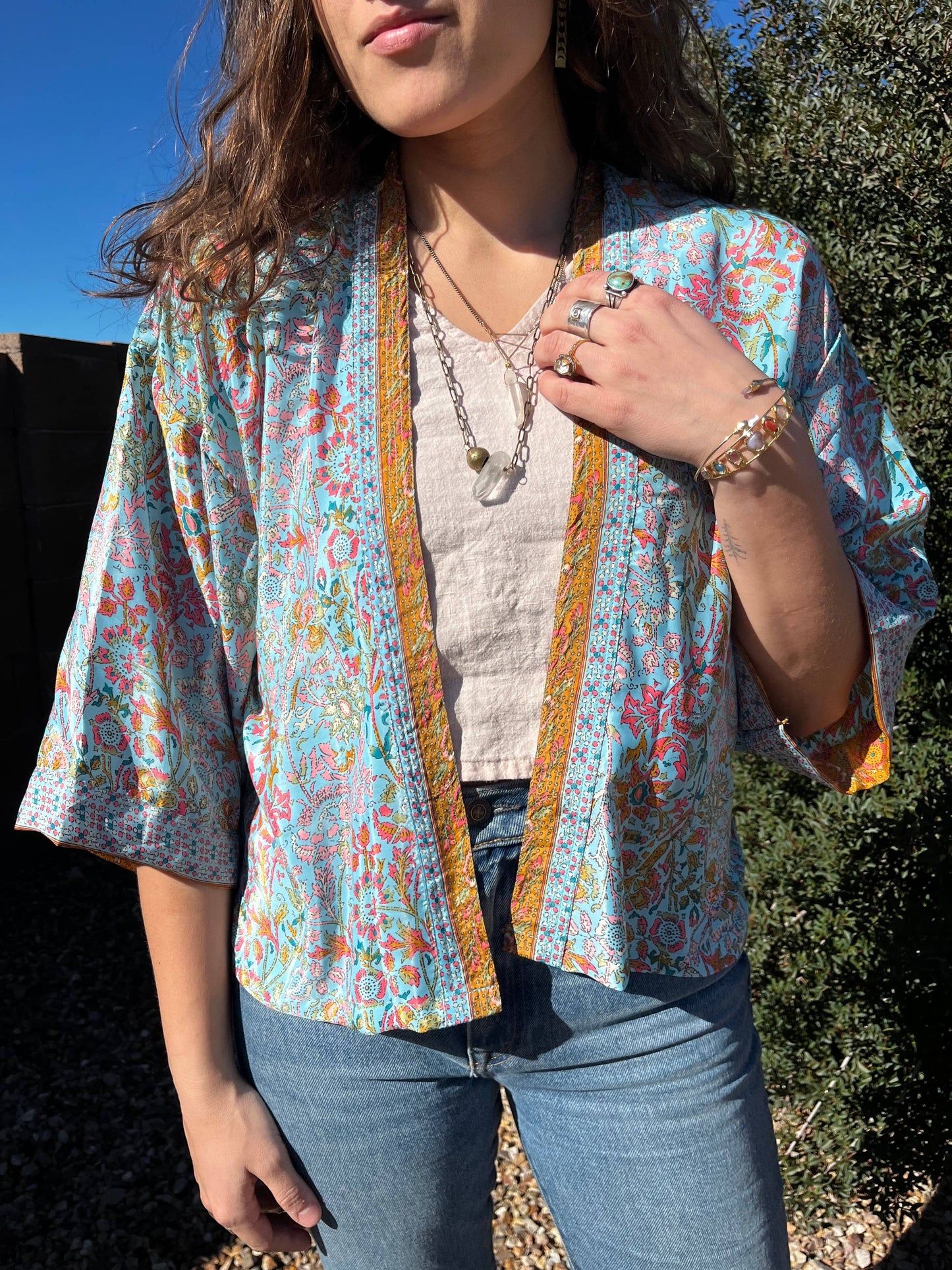 Silk Kimono Jacket | 100% Silk One Size New Prints: 16