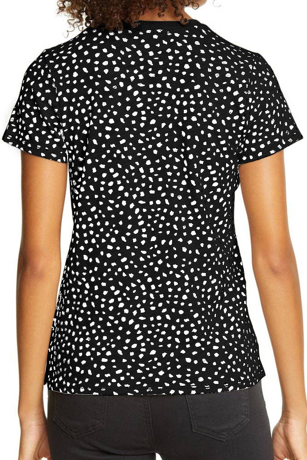 Leopard Print Short Sleeve Spotted Tee T Shirt Top: L / Apricot