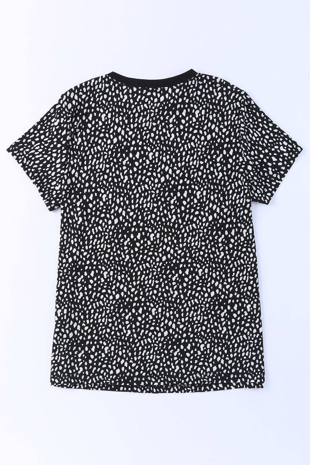 Leopard Print Short Sleeve Spotted Tee T Shirt Top: L / Apricot