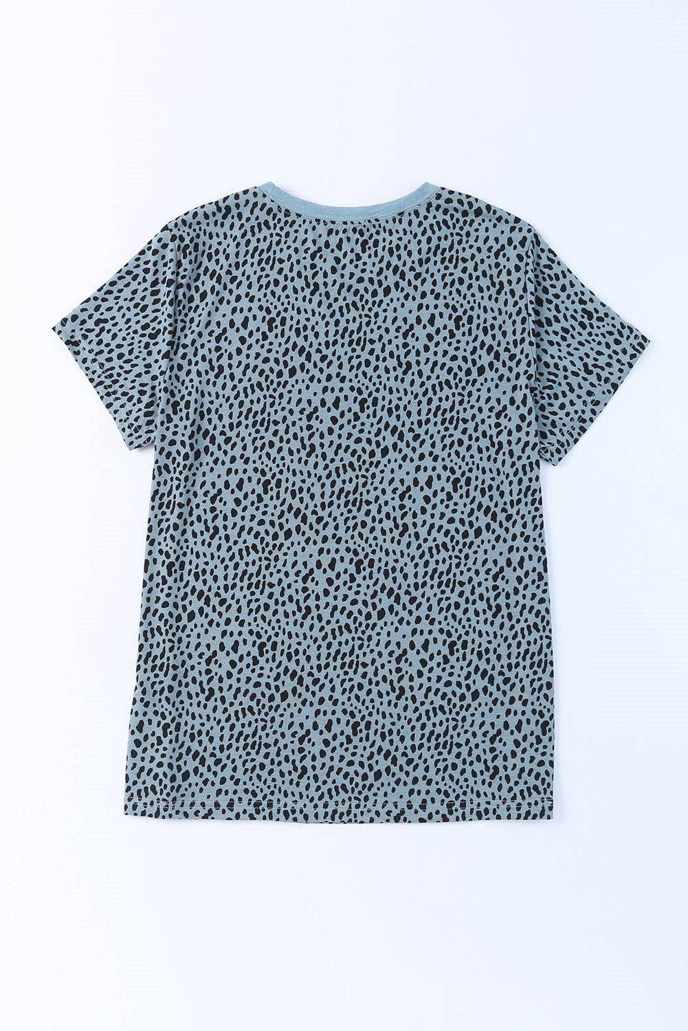 Leopard Print Short Sleeve Spotted Tee T Shirt Top: L / Apricot