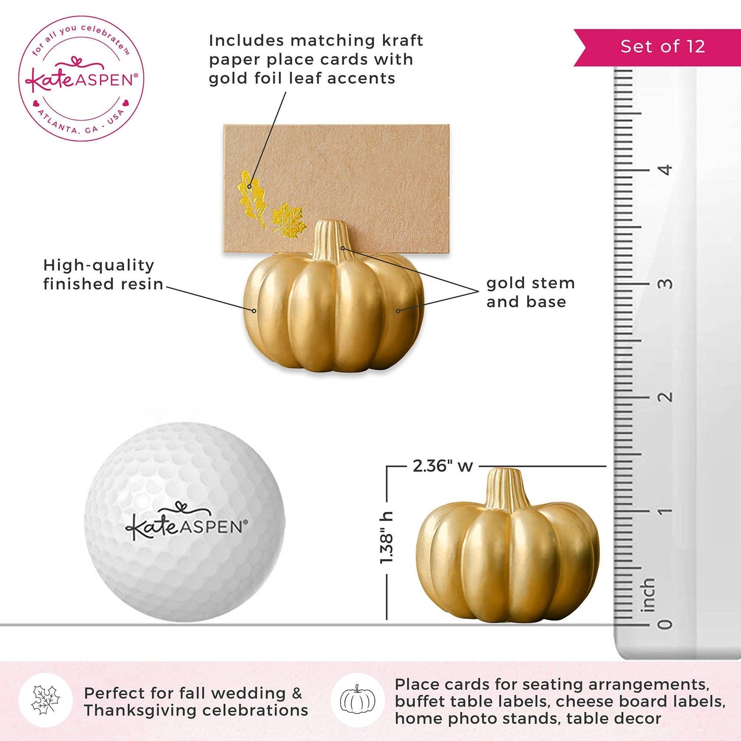 Harvest Gold Pumpkin Place Card Holder (Set of 6)