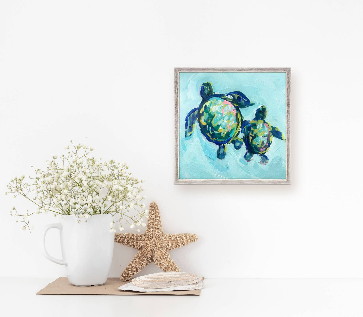 Two Turtles Swimming by Maren Devine Mini Framed Canvas