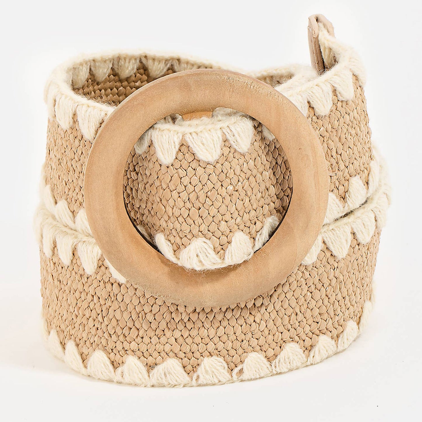 Wooden Round Buckle Braided Fashion Belt: BW