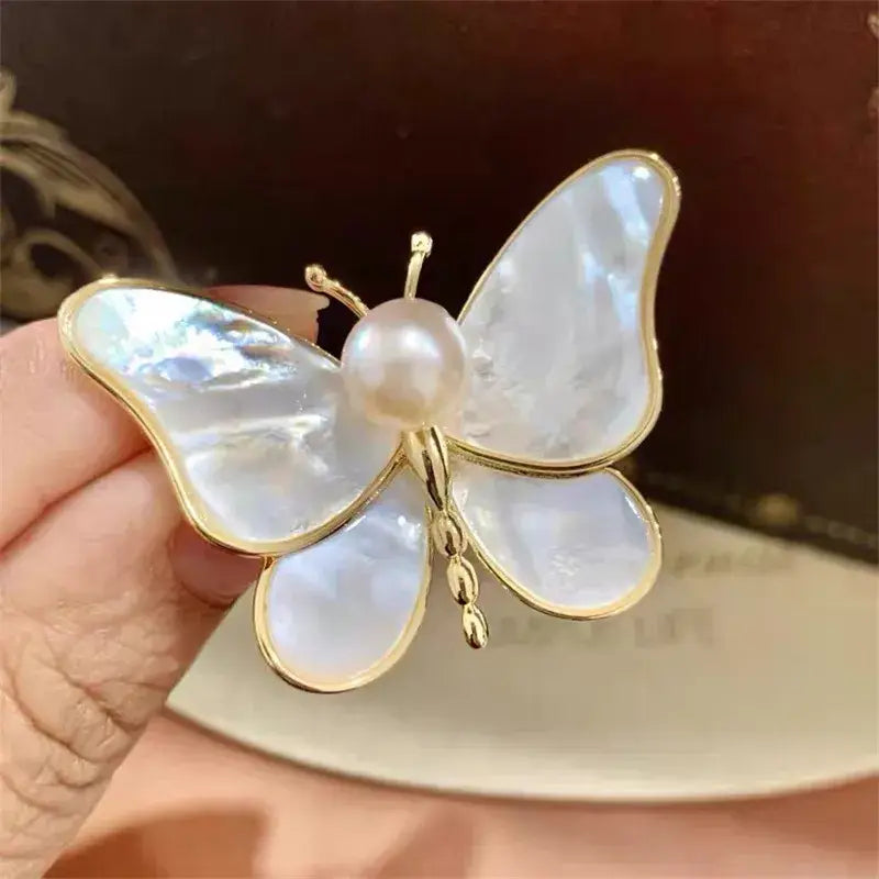 Luminous Pearl Butterfly Brooch, Beautiful Classy Piece