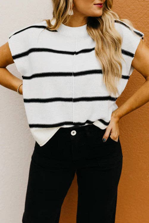 Striped Batwing Sleeve Sweater: Extra large