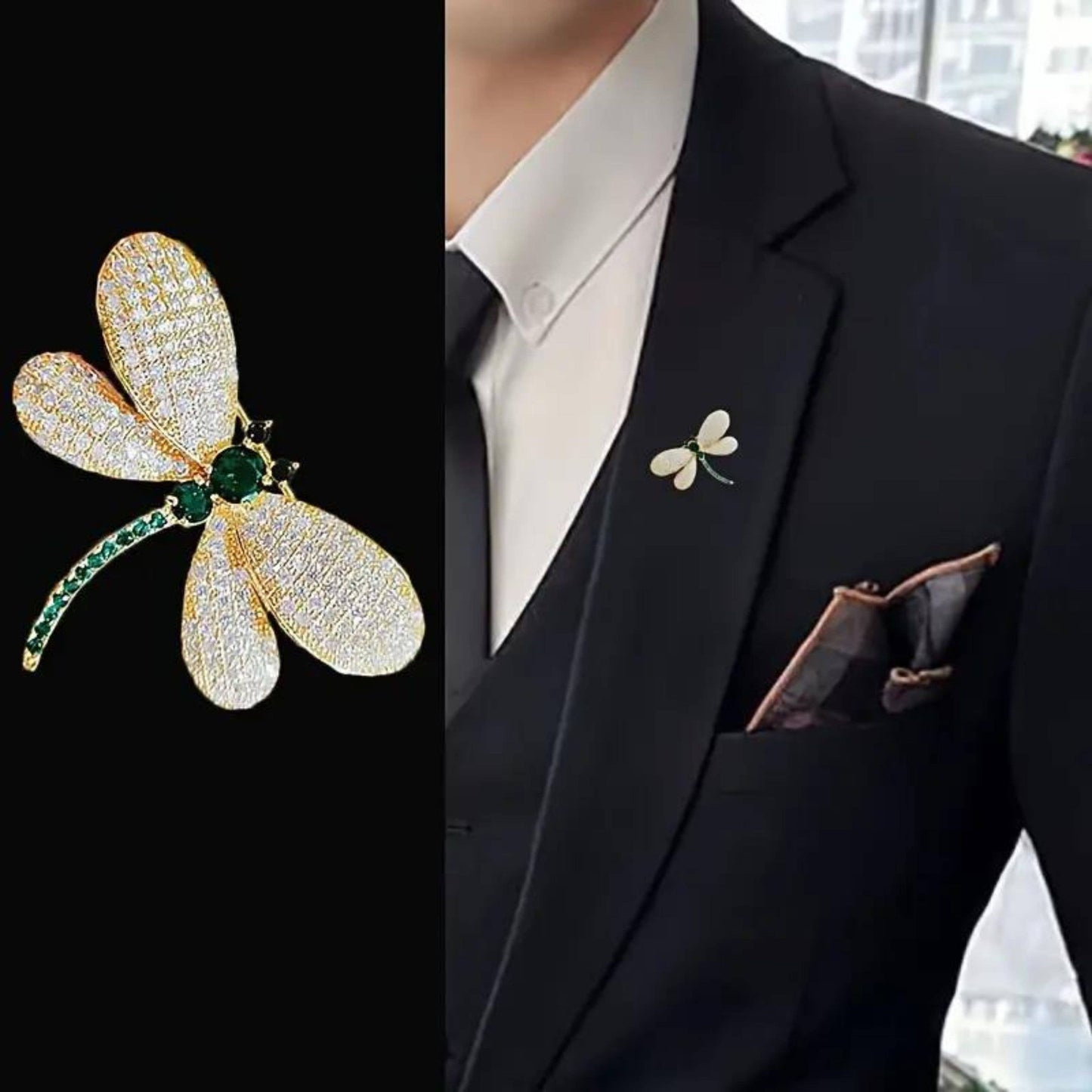 Green Enchanted Dragonfly Brooch, Classic Art Deco Era