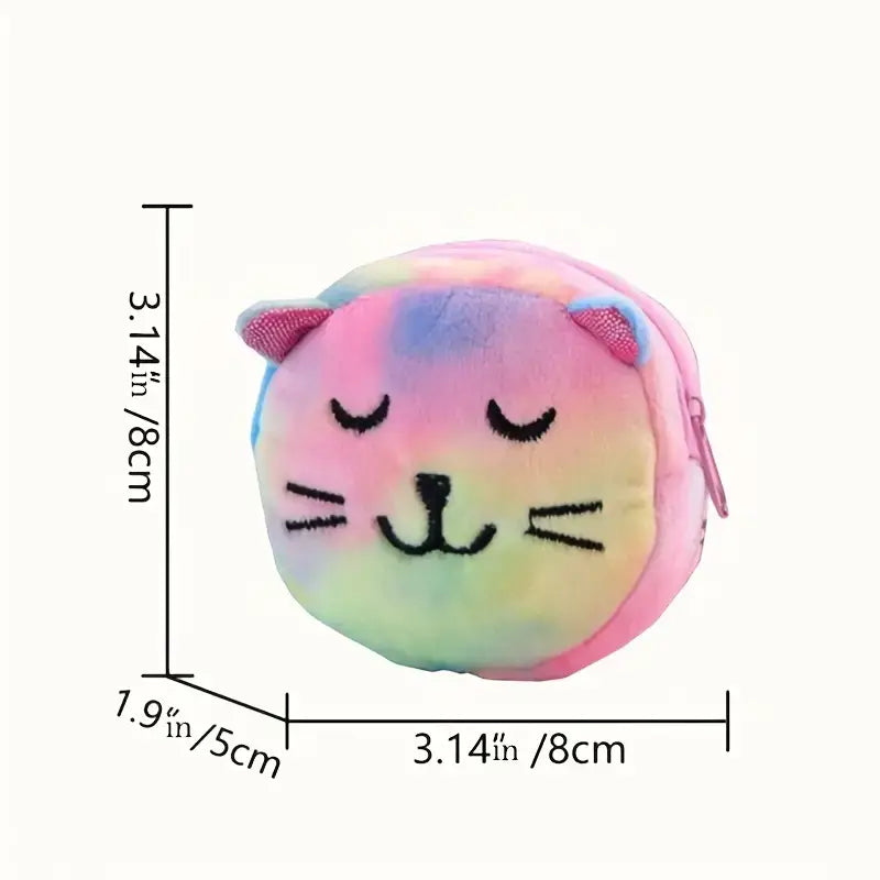 Tie Dye Cat Coin Purse: Mini Bag with Embroidery, Multicolor