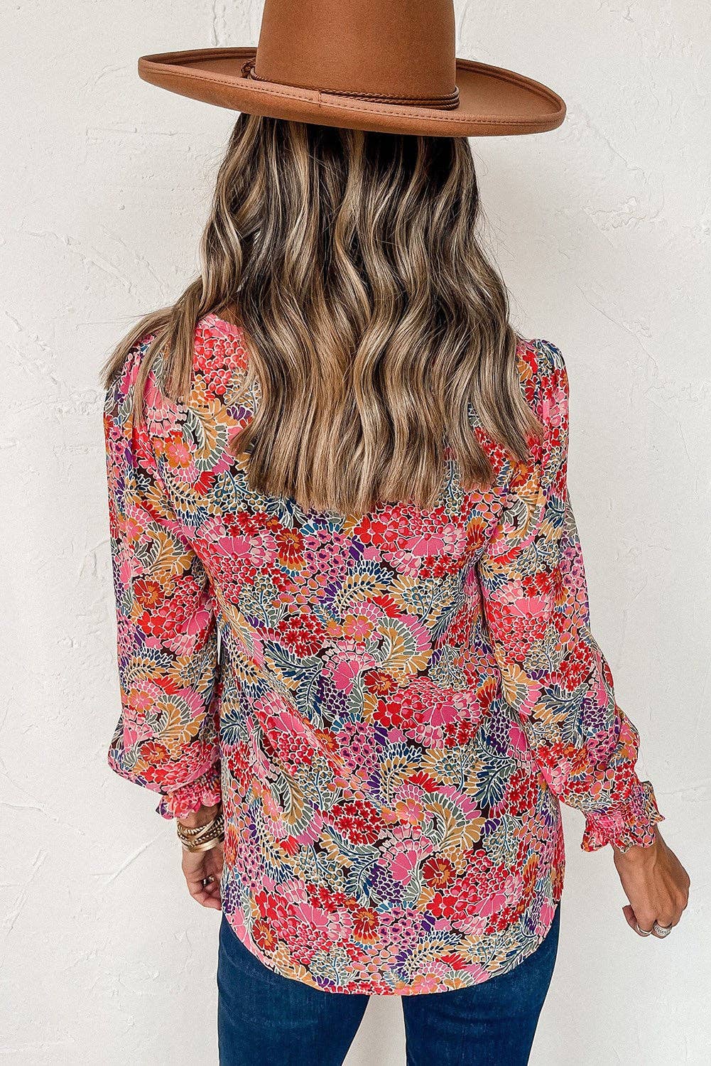 All Over Floral Print Top: L