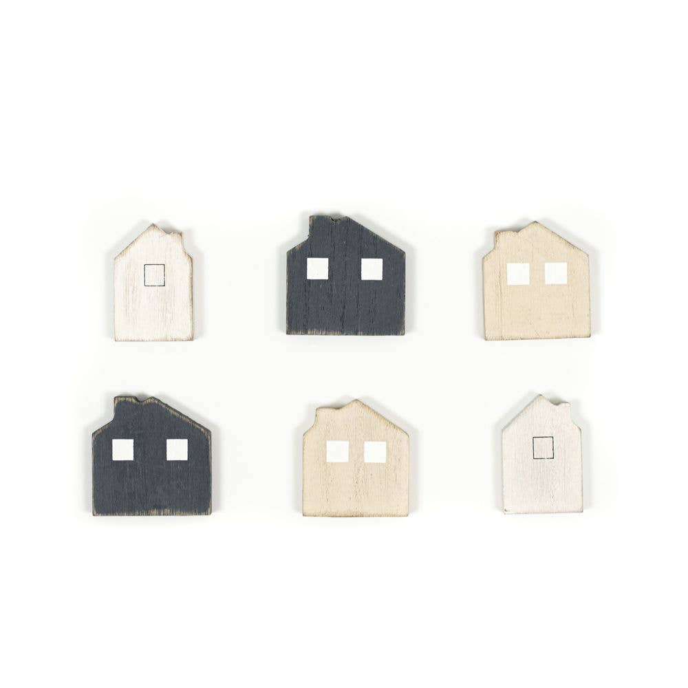 Wood Houses- Assorted set of 6