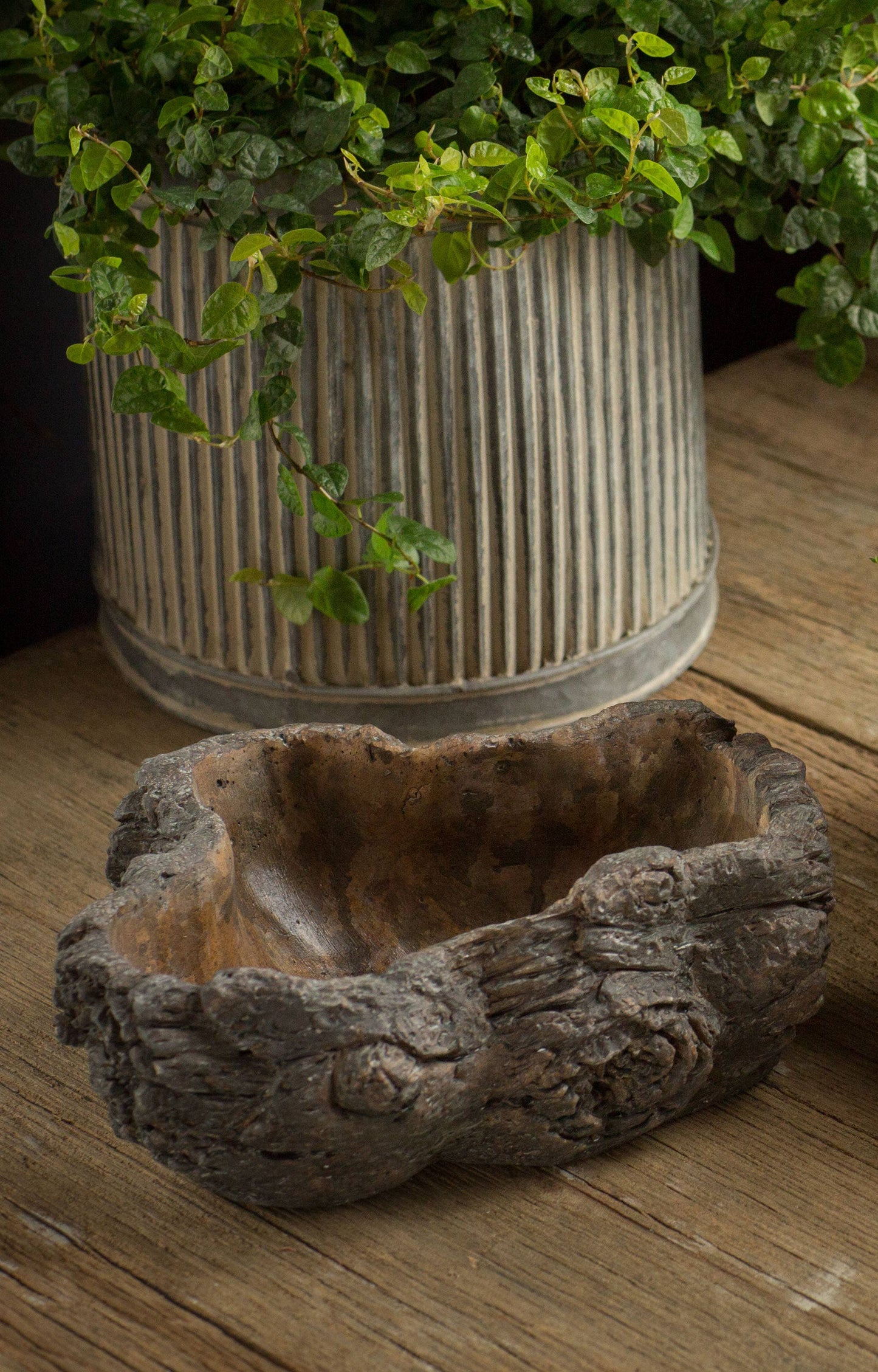 Faux Burled Bark Planter - Small